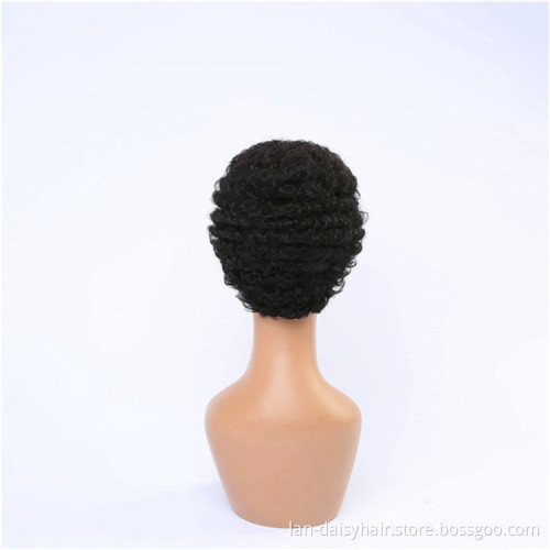 Wholesale Natural Color Cuticle Aligned Unprocessed Brazilian Virgin Remy Human Hair Short Curly Hair Wigs